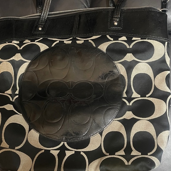 Coach Signature Black and Cream Tote - Picture 7 of 11